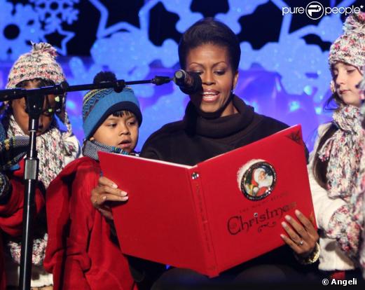 Michelle Obama aux illuminations de Noël de la Maison Blanche le 3 décembre 2009