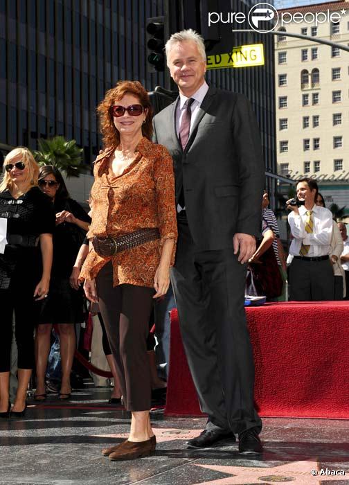 Susan Sarandon avec Tim Robbins sur Hollywood Blvd, en octobre 2008