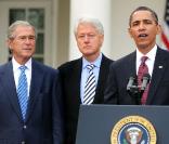Barack Obama, George W. Bush et Bill Clinton annoncent l'aide des Etats-Unis pour Haïti, à Washington le 16 janvier 2010 !