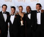 Meilleure comédie, Very Bad Trip : l'équipe du film dont Ed Helms, Justin Bartha, Heather Graham, Bradley Cooper et Mike Tyson, lors de la 67e cérémonie des Golden Globes à Los Angeles le 17 janvier 2010