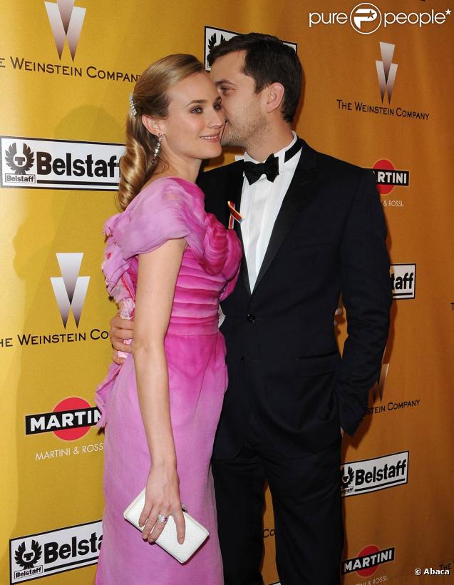 Diane Kruger et son charmant Joshua Jackson à l'occasion de l'after party des Golden Globe Awards, organisée par la Weinstein Company au Bar 210 de Los Angeles, le 17 janvier 2010.