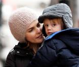 Keri Russell et son fils River à New York, le 29 janvier 2010