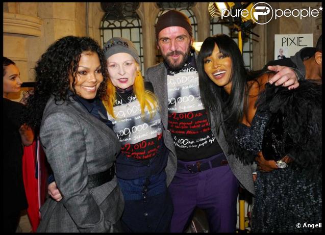 Janet Jackson, Vivienne Westwood, Andreas Kronthaler, et Naomi Campbell, le 21 février 2010 à Londres