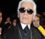Karl Lagerfeld le 7 mars 2010 à son défilé à Paris<br />