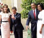 Michelle et Barack Obama, aux côtés de Nicolas et Carla Sarkozy