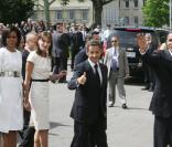 Michelle et Barack Obama, aux côtés de Nicolas et Carla Sarkozy