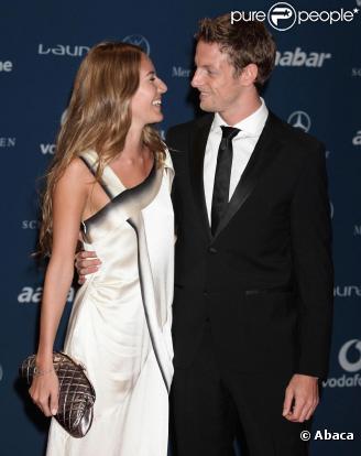 Jenson Button et sa compagne Jessica Michibata lors de la soirée des Laureus World Action Sportsperson of the Year à Abou Dabi le 10 mars 2010