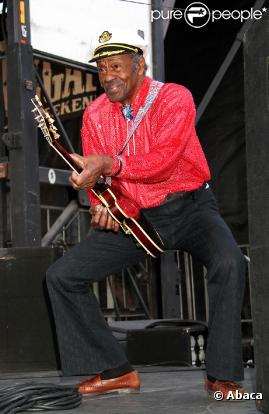 Chuck Berry, 83 ans, en concert au Orleans Hotel de Las Vegas le 3 avril 2010, lors du festival rockabilly Viva Las Vegas