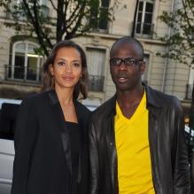 Karine Le Marchand et son compagnon Lilian Thuram lors du gala d'Amnesty International France, ''musique contre l'oubli'', au théâtre des Champs-Elysées à Paris le 16 avril 2010