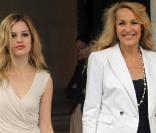 Jerry Hall et Georgia May Jagger lors d'un photocall pour une nouvelle ligne de protection solaire dont elles sont les ambassadrices. Le 27 mai à Londres