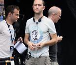 Joseph Gordon-Levitt lors du tournage de Premium Rush à New York le 29 juillet 2010