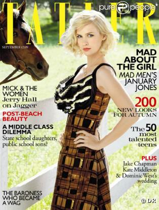 La ravissante January Jones en couverture de l'édition britannique du magazine  Tatler , septembre 2010. 