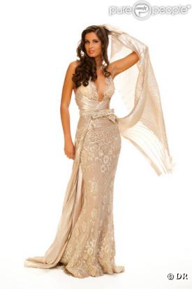 Malika Ménard en robe de soirée pour le concours Miss Univers 2010