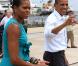Barack Obama participe à une réunion, en compagnie de son épouse Michelle, avec le maire de Panama City le 14 août 2010