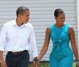 Barack Obama participe à une réunion, en compagnie de son épouse Michelle, avec le maire de Panama City le 14 août 2010