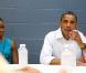 Barack Obama participe à une réunion, en compagnie de son épouse Michelle, avec le maire de Panama City le 14 août 2010