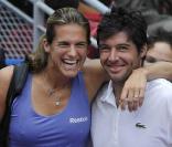 Amélie Mauresmo et Sébastien Grosjean à l'occasion du tournoi Jean-Luc Lagardère, au stade Pierre de Coubertin, à Paris, le 3 cotobre 2010.