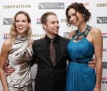 Hilary Swank, Sam Rockwell  et Minnie Driver lors de l'avant-première au festival du British Film Institute à Londres le 15 octobre 2010