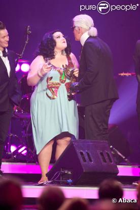 Cérémonie des Bambi Awards, à Potsdam, le 11 novembre 2010 : Beth Ditto et Karl Lagerfeld