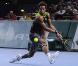 Des images de la demi-finale opposant Gaël Monfils à Roger Federer lors du Masters Series de Paris-Bercy qui a vu la victoire du Français sur le score de 7-6/6-7/7-6, à Paris, le 13 novembre 2010.