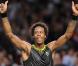 Des images de la demi-finale opposant Gaël Monfils à Roger Federer lors du Masters Series de Paris-Bercy qui a vu la victoire du Français sur le score de 7-6/6-7/7-6, à Paris, le 13 novembre 2010.
