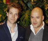 Andy Gillet et Matteo Sinigaglia à l'occasion de la soirée d'inauguration de la boutique Replay, à Paris, le 25 novembre 2010.