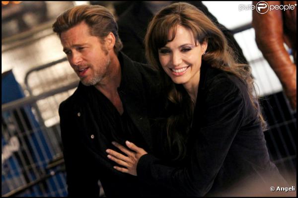 Angelina Jolie et Brad Pitt lors de l'avant-première à Paris de Megamind le 29 novembre 2010