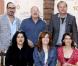 Adil El Fadili, le président Volker Schlondorff, Xavier Beauvois, Marjane Satrapi, Emmanuelle Seigner et Hiam Abbass, membres du jury courts métrages du 10e Festival International du Film de Marrakech, à Marrakech, le 5 décembre 2010.