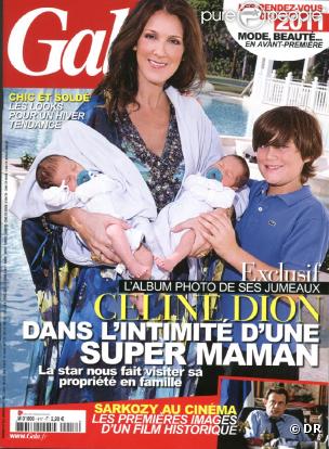 Céline Dion, ses jumeaux et René-Charles en couverture de Gala 