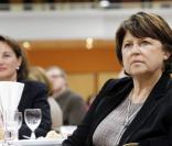 Déjeuner lors de la commémoration du 15e anniversaire de François Mitterrand le 8 janvier 2011 à Jarnac : Ségolène Royal et Martine Aubry  