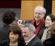 Hubert Védrine et Mazarine Pingeot lors de la commémoration du 15e anniversaire de la mort de François Mitterrand à Jarnac, le 8 janvier 2011