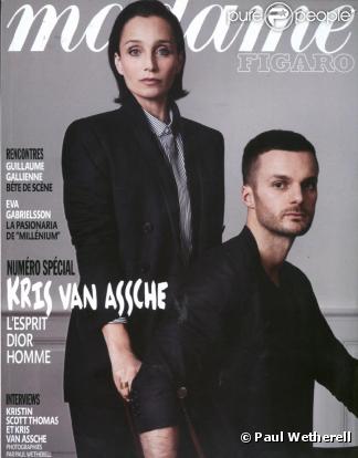 Kristin Scott Thomas et Kris Van Assche en couverture de Madame Figaro du 22 janvier 2011