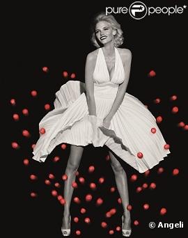 Lara Stone recréant la scène de Marilyn Monroe dans 7 ans de réflexion