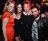Anne Bianchi, Virginie Efira et Mouloud Achour lors de la soirée anniversaire du magazine BE, au Trianon, le 9 mars 2011