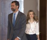 Letizia et son époux Felipe d'Espagne au Palais Zarzuela à Madrid le 24 mars 2011