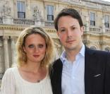 Déjeuner des nominés aux Molières, ministère de la Culture, à Paris, le 29 mars 2011 : Aurore Auteuil et Davy Sardou.<br />