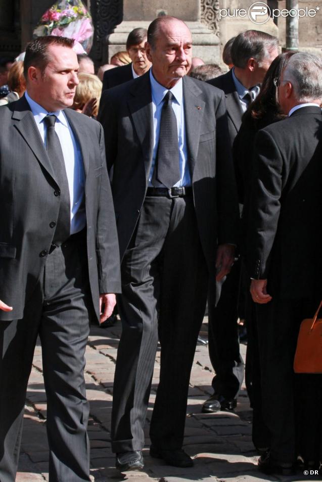 Jacques Chirac aux obsèques de son amie Denise Esnous, le 6 avril 2011, à Paris.