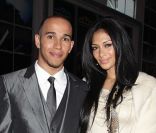 Lewis Hamilton et Nicole Scherzinger le 7 mai à Londres. Un  couple de stars bien assorti, venu assister aux National Movia Awards<br />