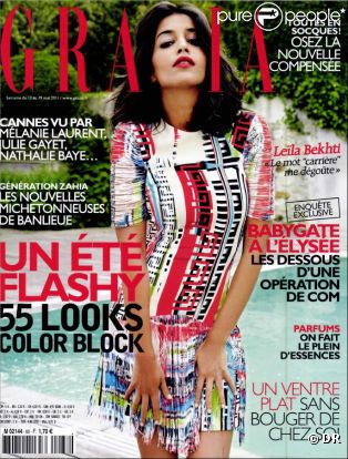 Leïla Bekhti en couverture du magazine Grazia 