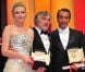Kirsten Dunst, Robert de Niro et Jean Dujardin lors de la remise des prix du festival de Cannes le 22 mai 2011