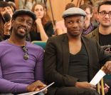 Marco Prince et Mc Solaar à la conférence de presse du festival Solidays, à Paris, le 25 mai 2011.