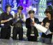 Rupert Grint, James et Oliver Phelps, invités de l'émission El Hormiguero à Madrid en Espagne le 29 juin 2011