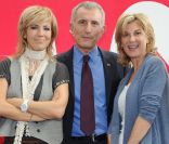 Natacha Amal et Michèle Laroche (avec Guillaume Pepy de la SNCF) participent aux festivités du 30e anniversaire du TGV, à Paris-Gare de Lyon, jeudi 7 juillet 2011.