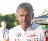 Patrick Poivre d'Arvor lors de l'Etape du coeur du  Tour de France, entre Bordeaux et Pauillac, au profit de l'association  Mécénat Chirurgie Cardiaque le 24 juillet 2010