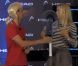Novak Djokovic en Maria Sharapova ET la vraie Maria Sharapova associés pour promouvoir la raquette Head Youtek. Août 2011.