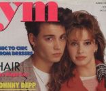 Johnny Depp, à 24 ans, prend la pose pour une de ses toutes premières couvertures de magazine. <em>YM</em>, mars 1988.<br />