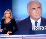 Claire Chazal, sur le plateau du JT de 20 heures de TF1, dimanche 18 septembre 2011. Elle y reçoit Dominique Strauss-Kahn pour sa première élocution télévisuelle depuis l'affaire du Sofitel.