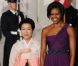 Michelle Obama prend la pause avec son homologue sud-coréenne Kim Yon-ok lors du dîner d'état organisé en l'honneur du président sud-coréen à Washington le 13 octobre 2011