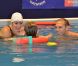Hugues Duboscq, qui s'apprête à lancer le sprint final de sa carrière à 30 ans avec les JO 2012 en point de mire, animait l'activité Eveil Aquatique de la FFN au Salon KidExpo de Paris le 23 octobre 2011.