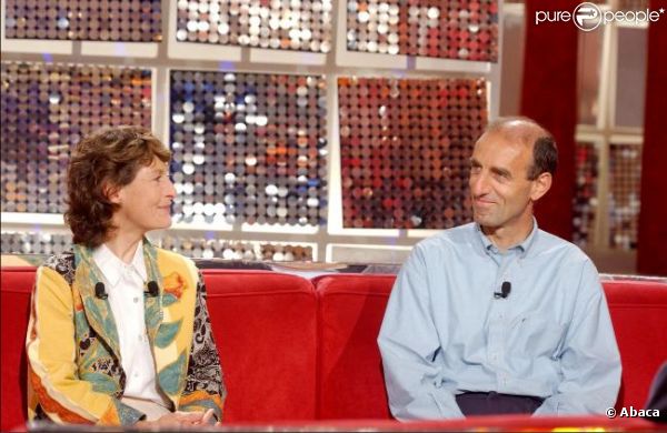 Jeannie Longo et son mari Patrice Ciprelli le 17 mai 2002 sur le plateau de l'émission Vivement Dimanche
